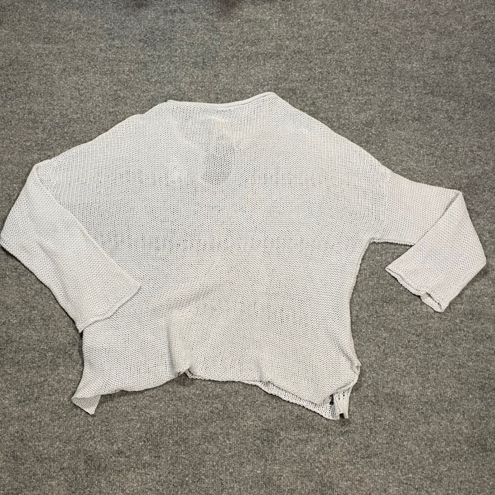 Open Knit Summer Sweater Women's S/M Lt Blue Crochet Knit Pullover Loose Weave - Picture 2 of 12